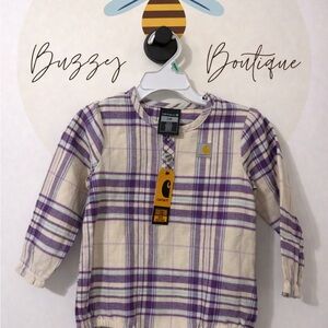 NWT Carhartt Kids Purple and Cream Plaid Shirt